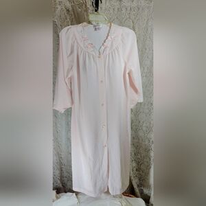 Shadowline Pretty Pink Waltz Robe with Floral Embroidery